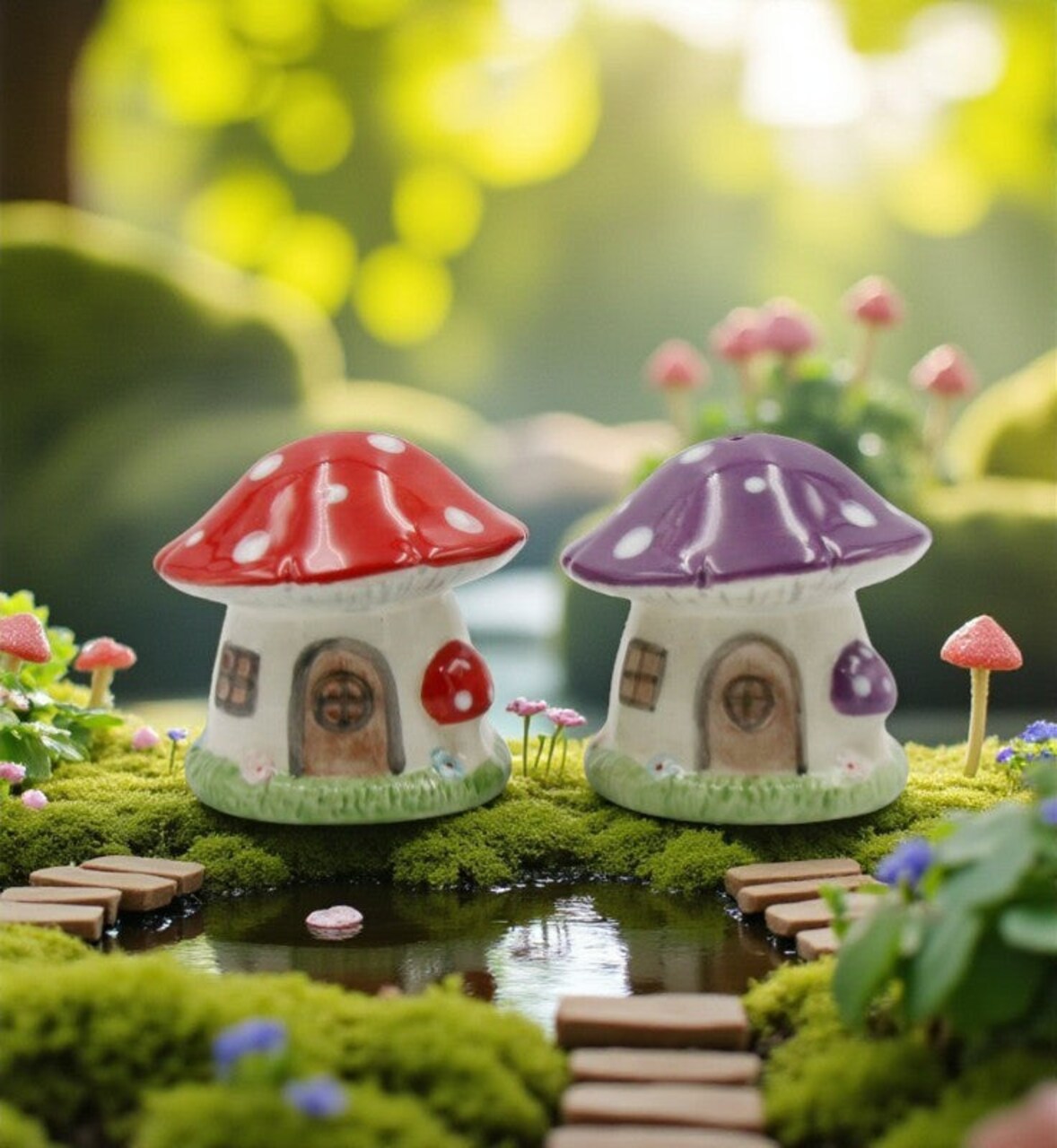 Magic Mushroom Sprinkles Ceramic Salt And Pepper Shakers, Home Décor, Gift for Her, Gift for Mom, Fairy Garden Decor